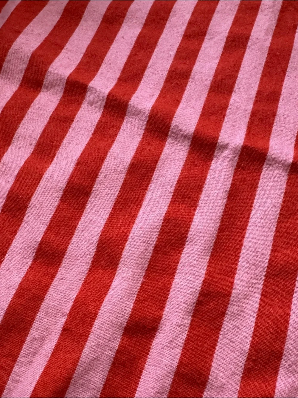 H&M Pink & Red Striped Ruffled Throw Pillow Cover